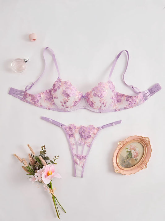 Liliane – Coordinato lingerie elegante in tulle ricamato