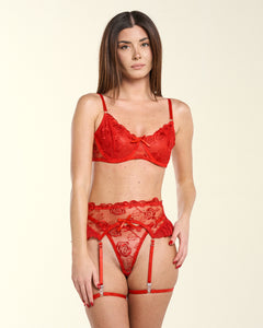 Rouge - Coordinato lingerie in pizzo ricamato