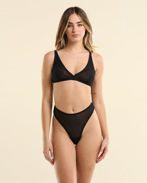 Pure black – Coordinato lingerie in tulle elasticizzato